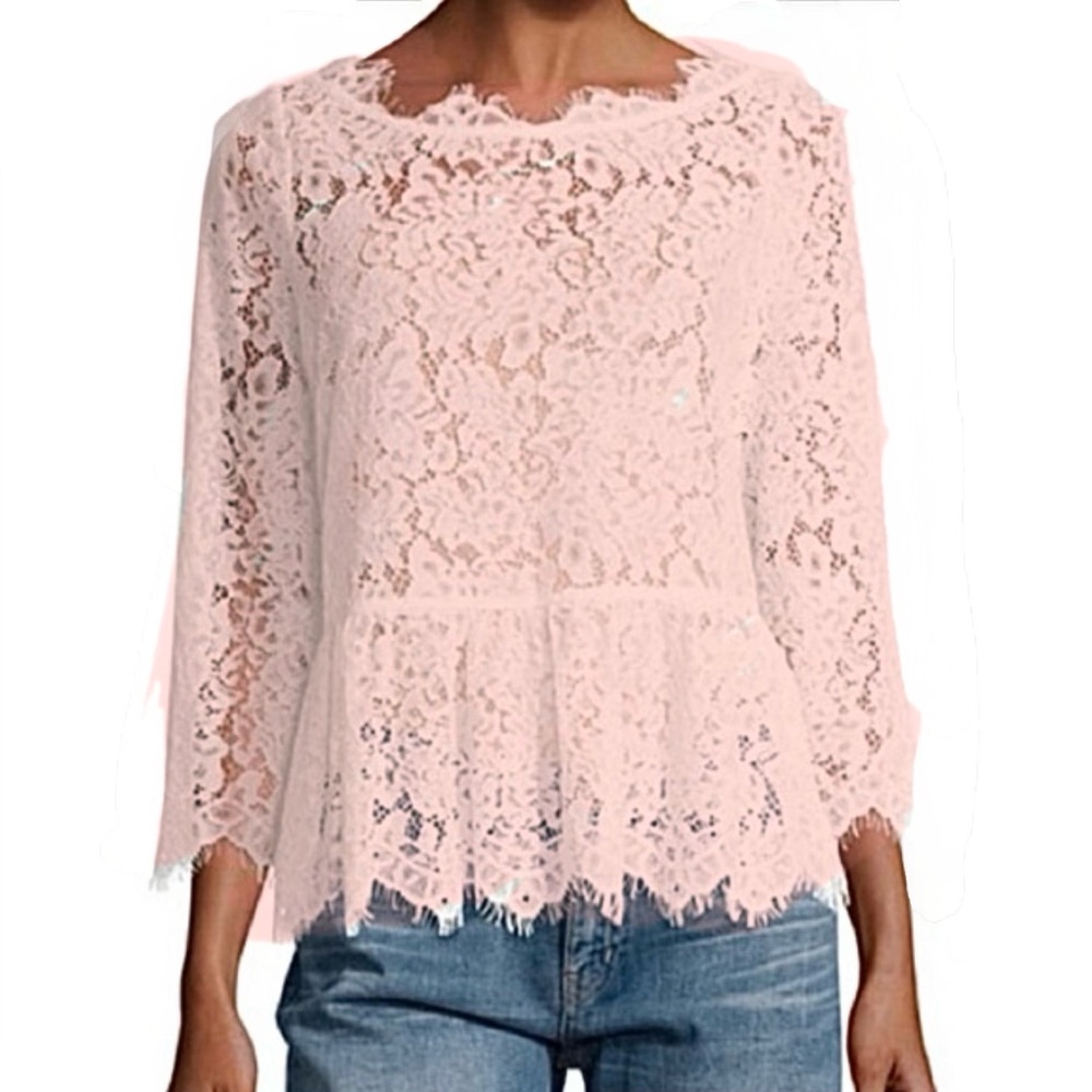 Joie pedlum blush lace top XS